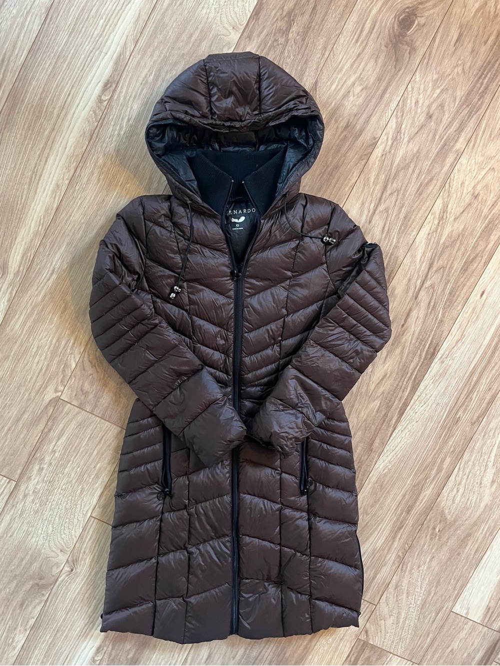 Classy Y2K Bernardo dark brown puffer coat